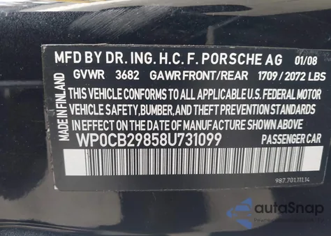 2008 Porsche 911 Carrera 4 из США, поврежденный, VIN WP0AA29938S710993